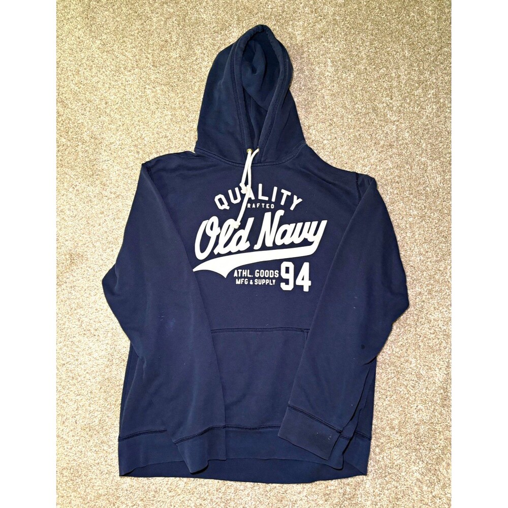 Vintage Old Navy Men's Pullover Hoodie Navy Blue XL